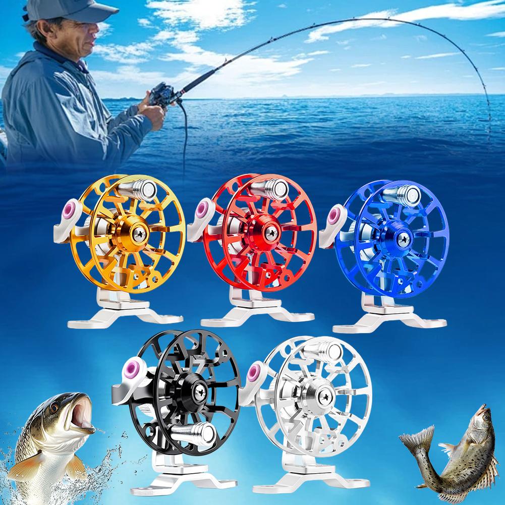 Ice Fishing Reel - ミニフルメタル釣りリール ポータブルラフトアイスリール 超軽量フライフィッシングホイール スプールラインキーパー アウトドア釣り道具