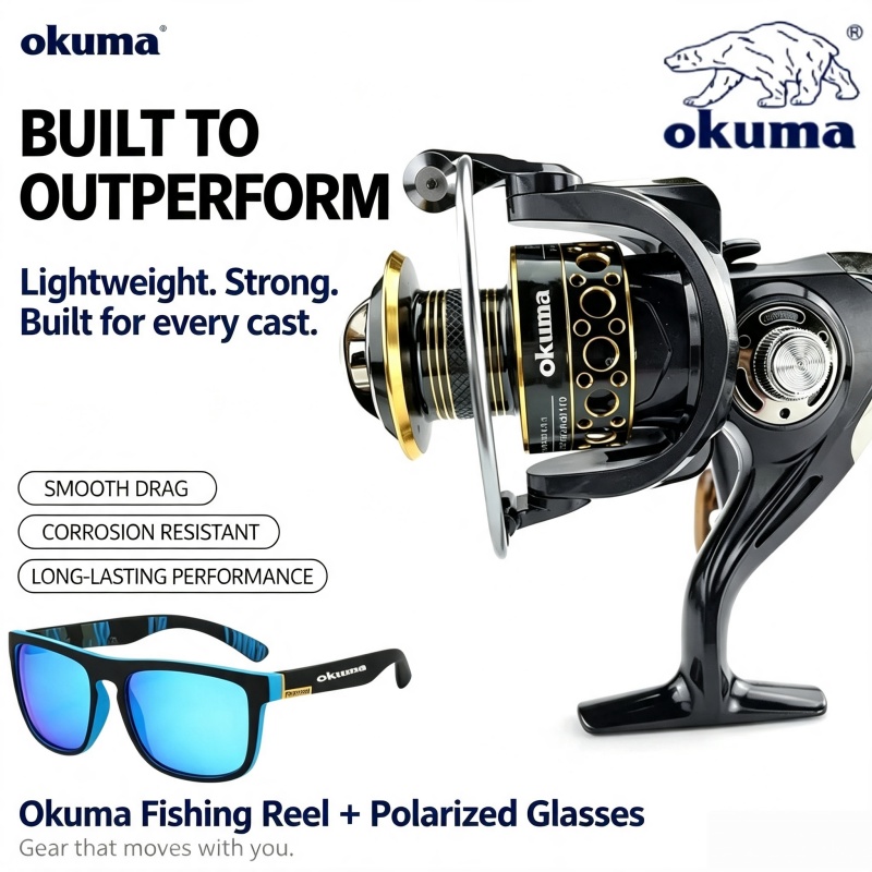 Trolling Reel - OKUMA-スピニングリール、メタル超軽量釣りリール、釣り道具、釣り用ホイール、最大制動力18KG、2026