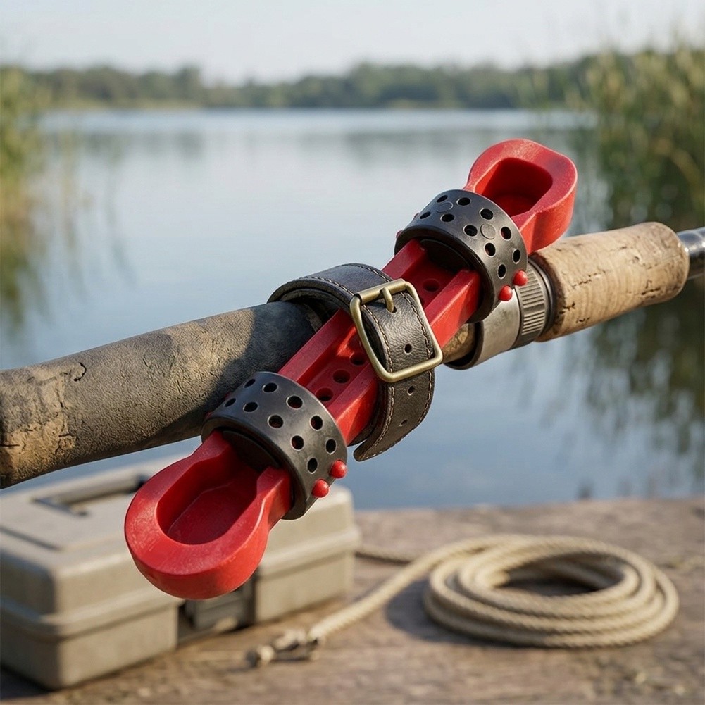 Reel Handle - プラスチック製釣り竿巻き取りリールコレクター、柔軟な革製バックル付き、直径35mmまでの竿に対応、スムーズな操作性