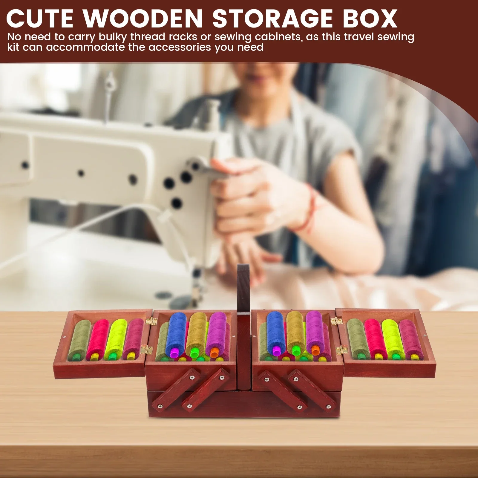 拡張可能な縫製糸箱木製ヴィンテージボビン空の縫製リールバスケ - Reel Case のレビューと価格